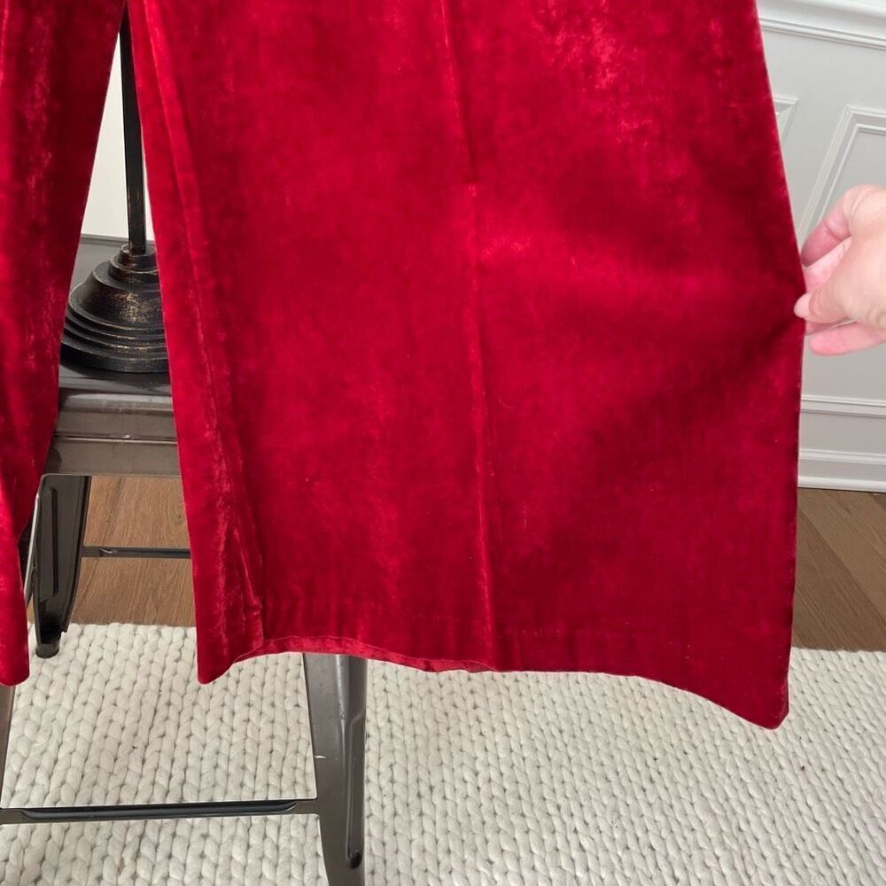 Vintage 70s Red Velveteen Extreme Wide Leg Palazzo Pants XS 2 4 - Picture 6 of 8